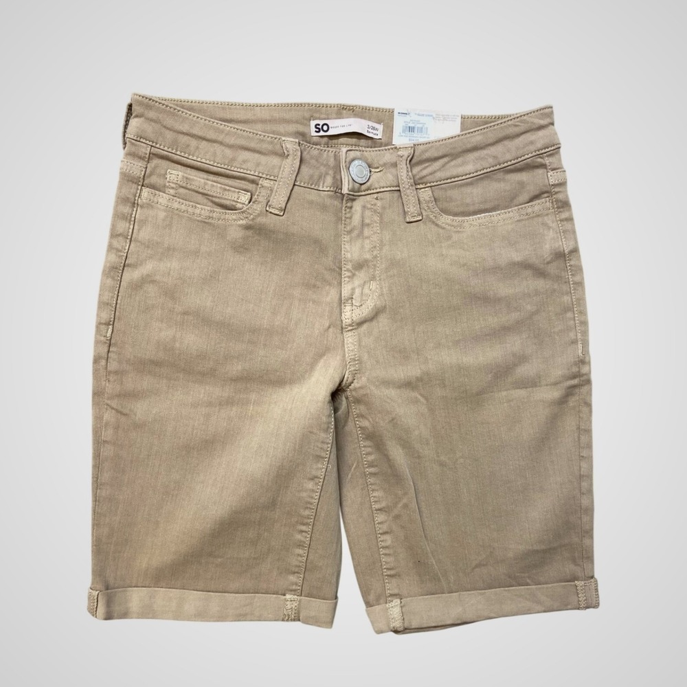 SO Goods For‎ Life Womens Bermuda Shorts Khaki Low Rise Versatile Size 3/26W